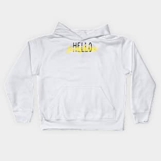 'Hello sunshine' in black and yellow typography Kids Hoodie